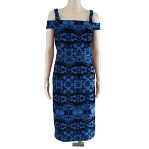 Wesleerose Black & Blue Velvety Elegant Cold Shoulder Sexy Cocktail Party Dress